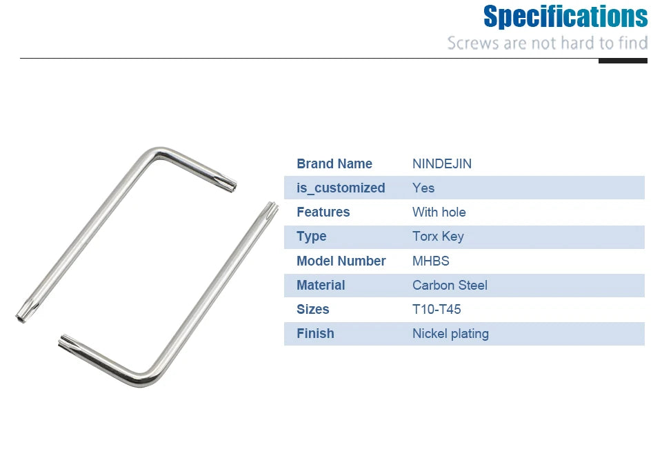 Hand Tool Torx Key Wrench L Type Star Wrench Nickel Plated T6 T7 T8 T10 T15 T20 T25 T30 Tamper Proof Security Torx Wrenches