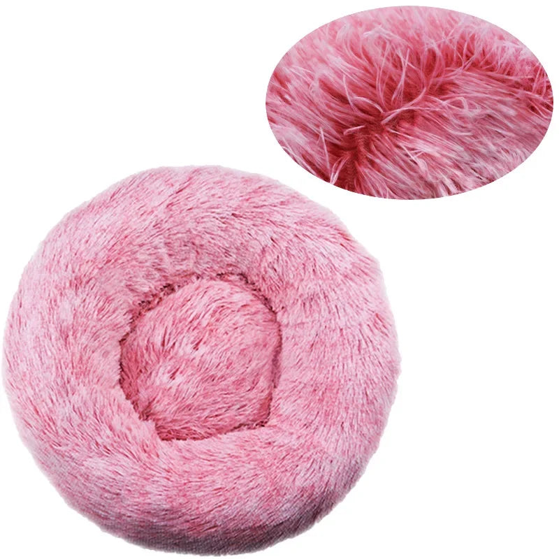 Round Plush Pet Bed — Super-Soft Washable Bed for Cats & Dogs (40–90cm)