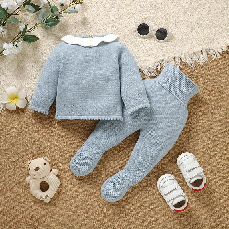 Baby Knit Sweater and Pants Set - Warm Two-Piece Winter Outfit - photo 2