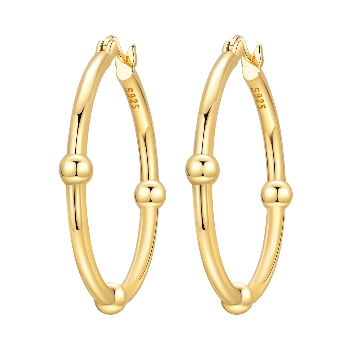 Original 2026 S925 Sterling Silver Zircon 18K Gold Lining Vintage Hoop Earrings for Women Birthday Party Wedding Gift Jewellery