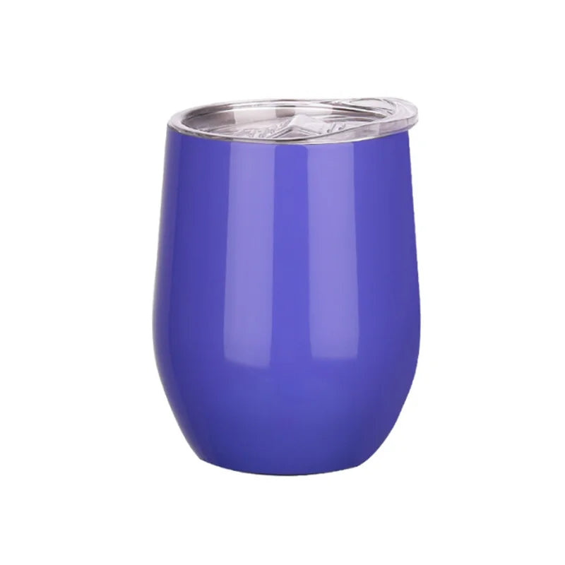 12OZ Wine seal Cover Custom Logo Mug Vacuum Insulated Thermos Garrafa Termica  Egg Shape Coffee Tumbler  Wine Beer  With Lid