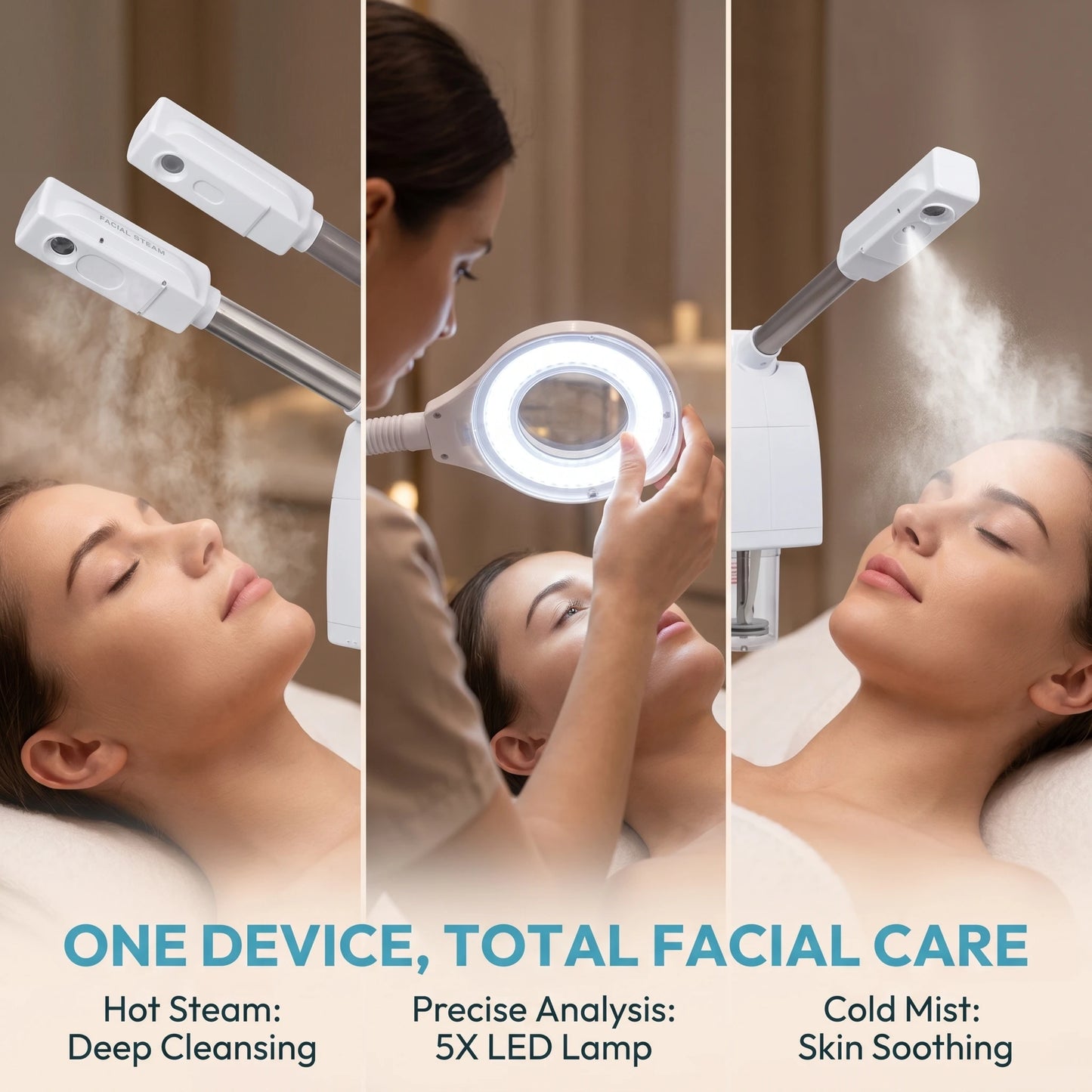 Facial Steamer with Magnifying Lamp, 2 in 1Steamer for Face Professional, Professional Facial Steamer for Esthetician, Salon