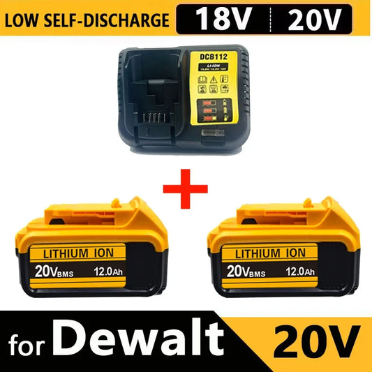 For Dewalt 18V/20V Compatible Rechargeable Tool Battery  12AH  - Fits DCB201 DCB206 DCB200 Dewalt Power Tool Replacement Battery