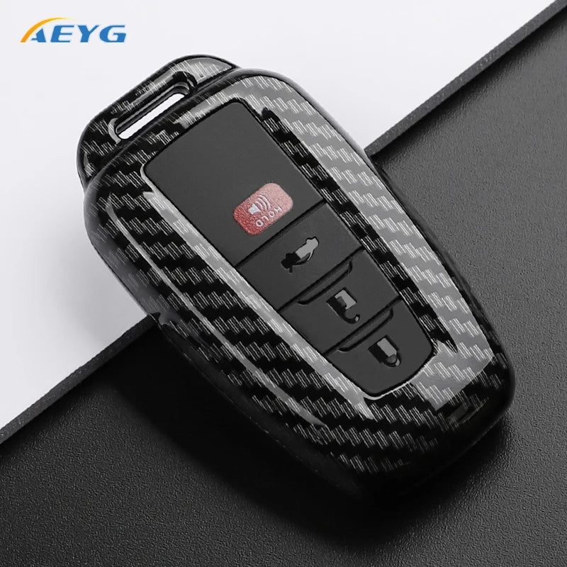ABS Carbon Fiber Car Key Case Cover Shell Fob For Toyota Prius Camry Corolla C-HR CHR RAV4 Prado 2018 2022 Key Chain Accessories