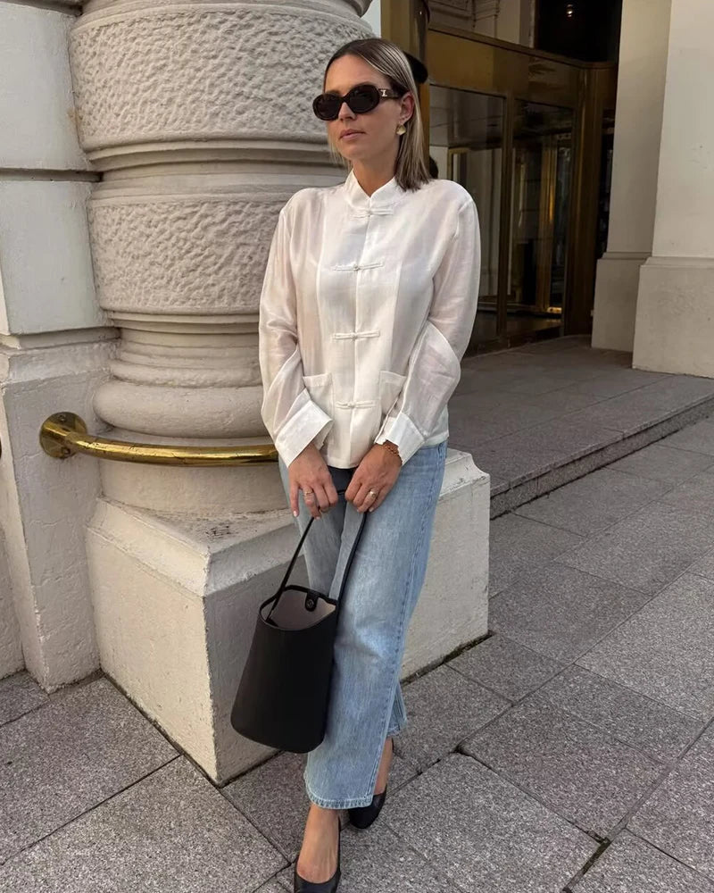 Sleeveless Rope-Knot Satin Shirt — Women's Chic Casual Top