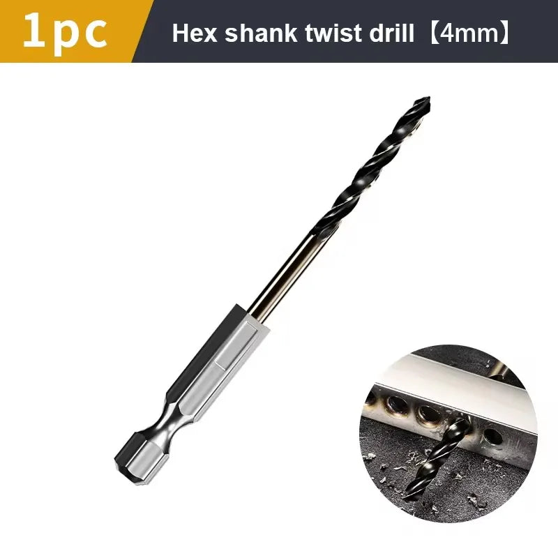 1.5-7.5mm Hex Shank Twist Drill Bit Wood Metal Hole Cutter Core Drilling Tool Cobalt Carbide Tip Flat Drill Bits HSS