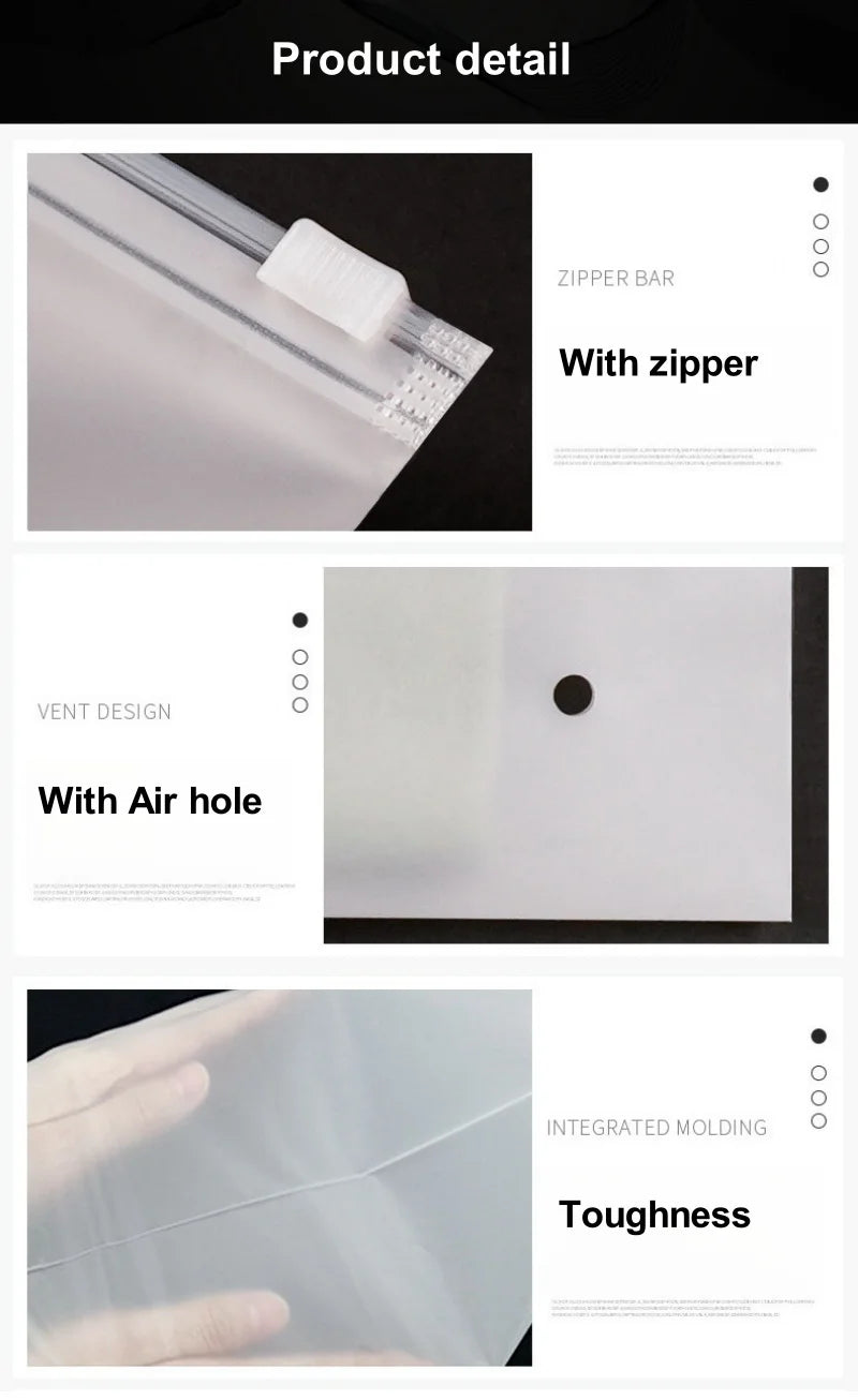 StoBag Frosted Matte Plastic Clothing Packaging Zipper Bag Zippered Shipping Sealed Underwear Socks Storage Reusable Pouch