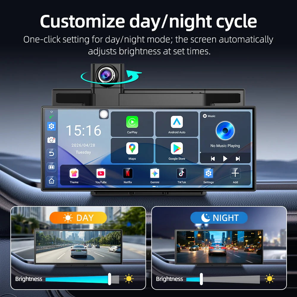 Imagebon P70Plus 11.4" Android 15 Dash Cam with CarPlay & Android Auto