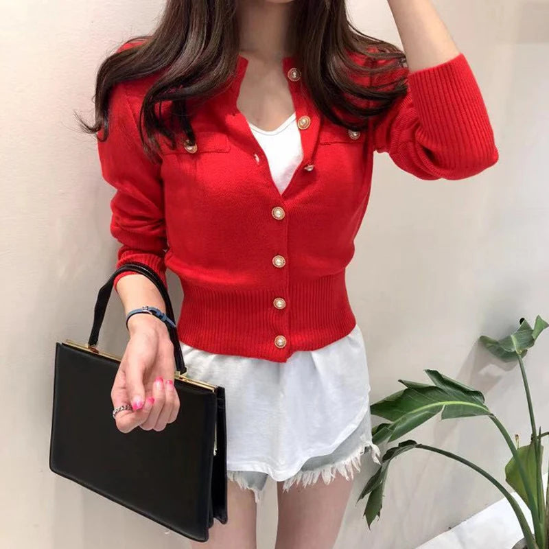 Women's short knit cardigan, single-breasted — view 16 of 20