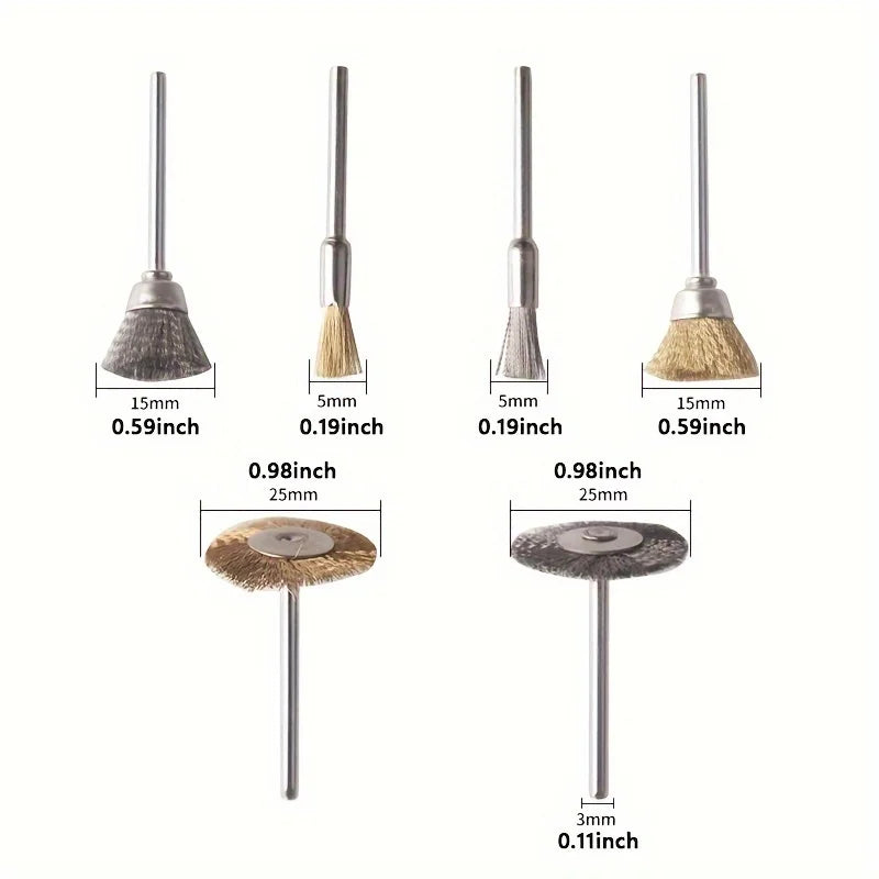 36Pcs Brass Brush Steel Wire Wheels Brushes Drill Rotary Tools Polishing Rotary Tools Metal Rust Removal Brush Set