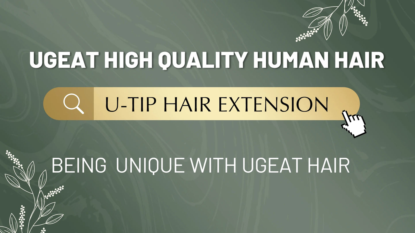 Ugeat U Tip Hair Extension Human Hair 1g/s Nail U Tip Hair For Women 14-24" Pre Bonded Hair Extensions 50g/100g Keratin Tip Hair