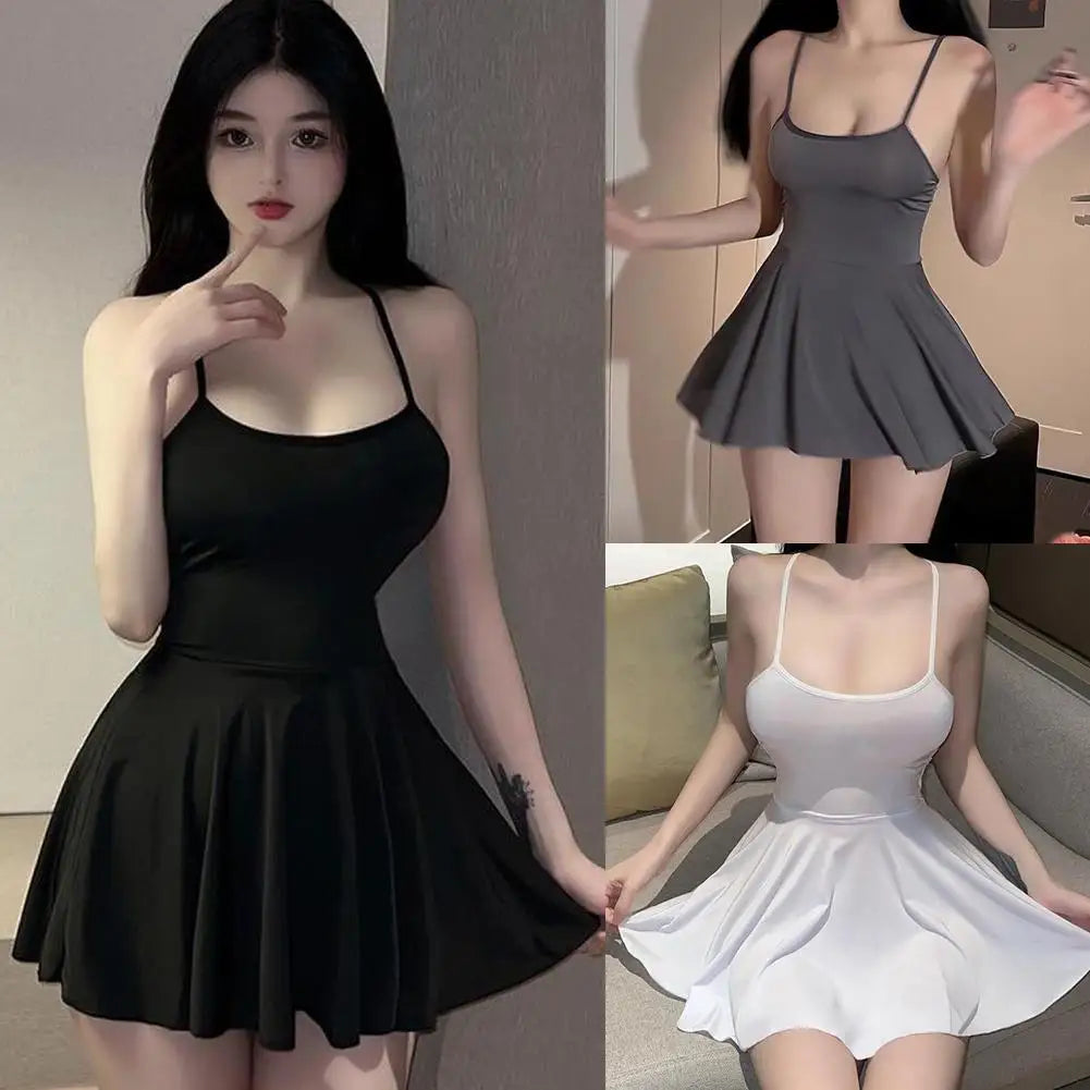 Women's Pleated Micro Mini Dress – Backless Ruffled Bandage Slip Night Club Dress | Black, Gray, White, Red