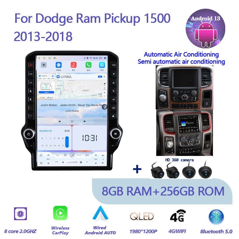 14.5" Android 13 Multimedia GPS Radio — Dodge RAM 1500 Pickup (2013-2018)