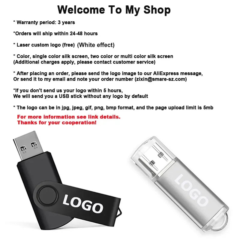 USB 2.0 Flash Drive 10-Pack — Bulk Color Memory Sticks 1GB to 128GB