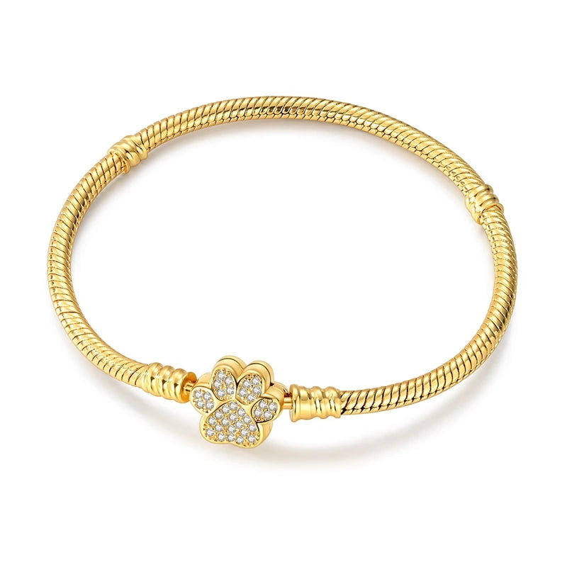 925 Sterling Silver Heart Charm Bracelet for Women - DIY Beads