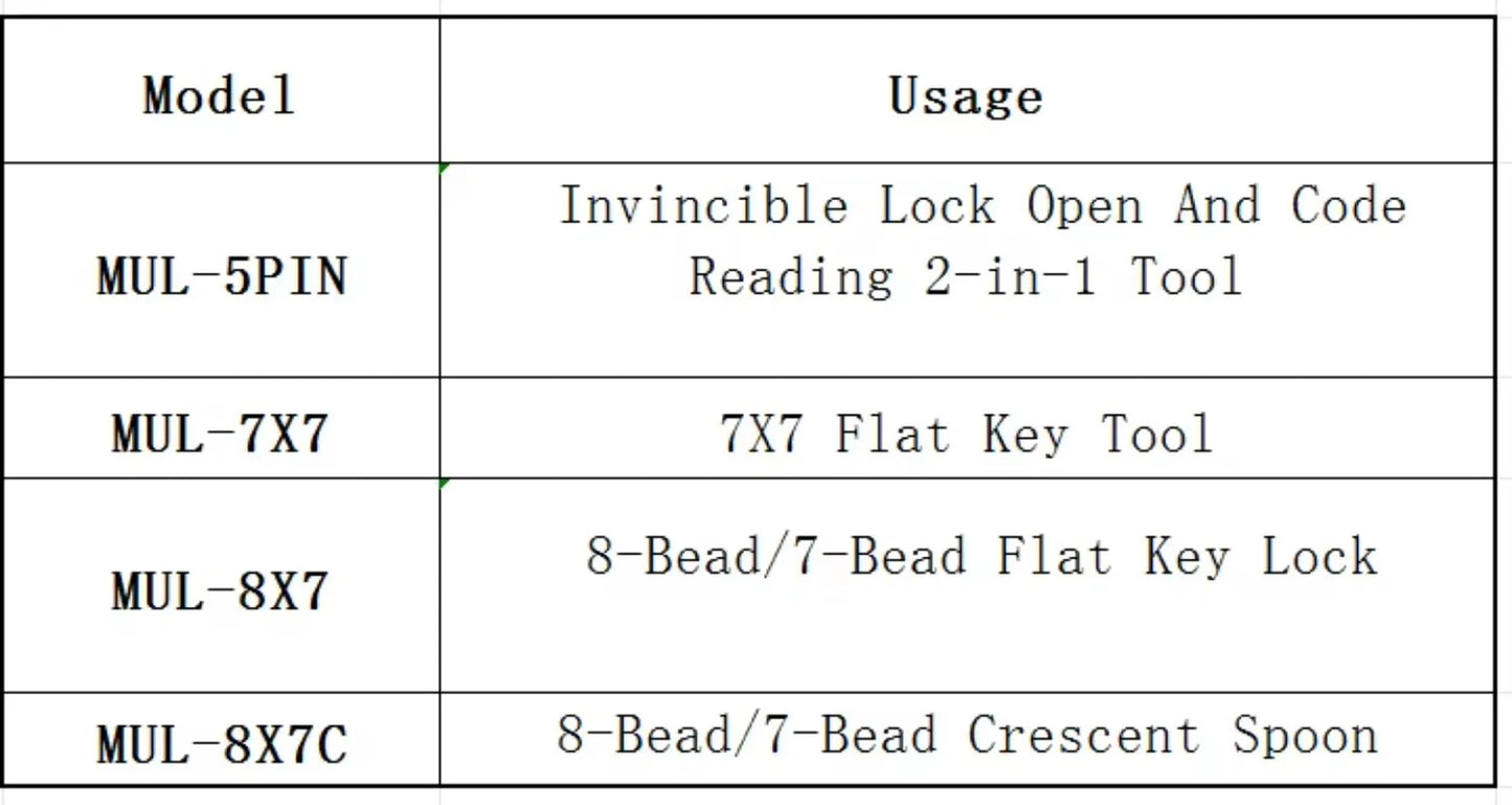 AKK Tool MUL-7X7 MUL-8X7 MUL-5Pins MUL-8X7 C Invincible Lock Open 2 in 1 Locksmith Tool