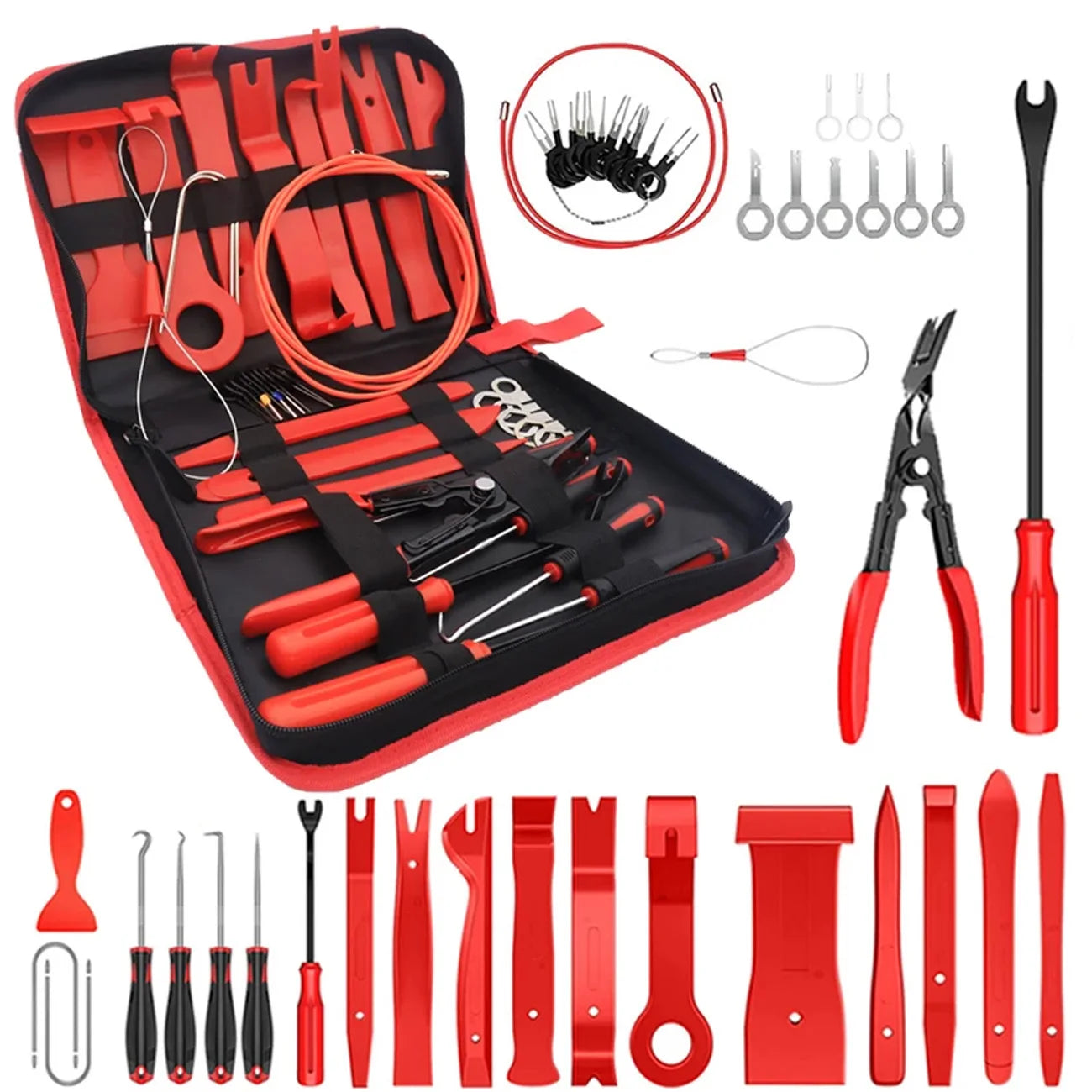43-Piece Car Trim Removal Tool Set – Panel, Clip & Fastener Remover Kit with Crowbar