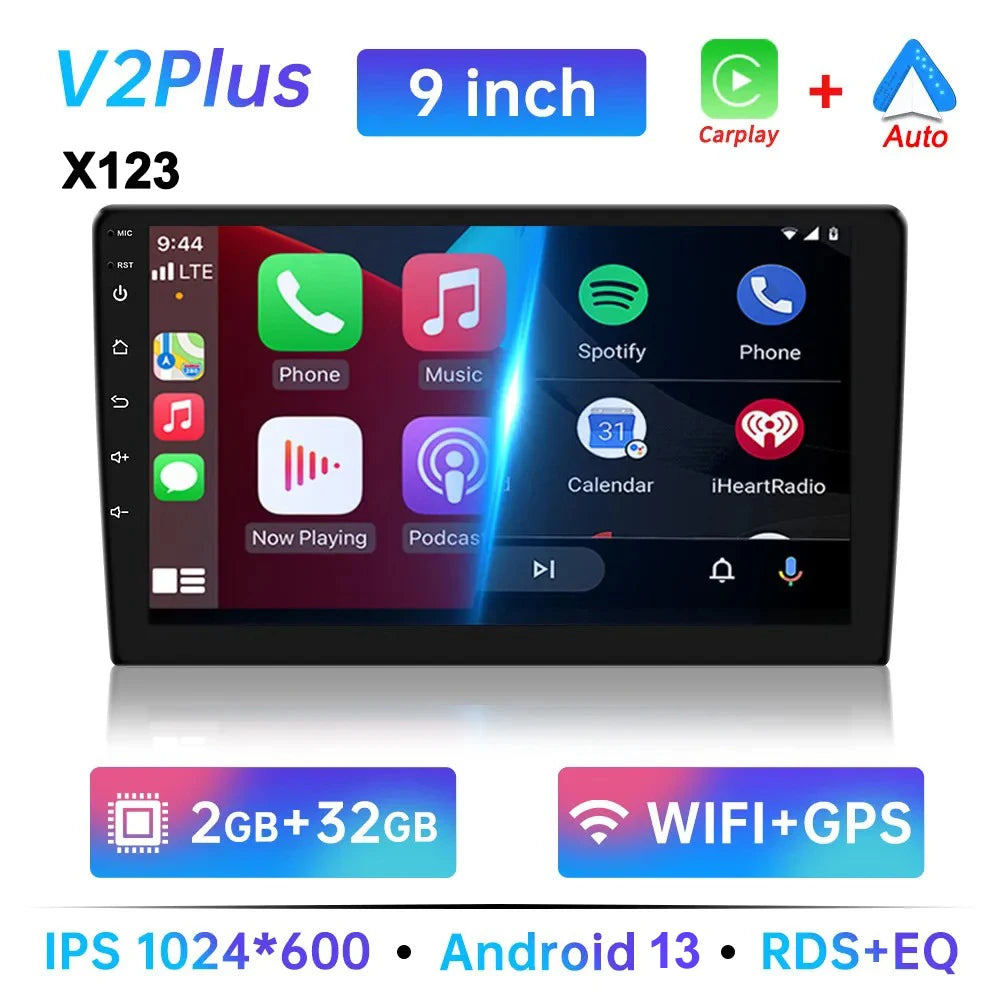 Universal 2-DIN Android 13 Car Stereo (7"/9"/10", 64GB) — CarPlay, GPS, Bluetooth, WiFi