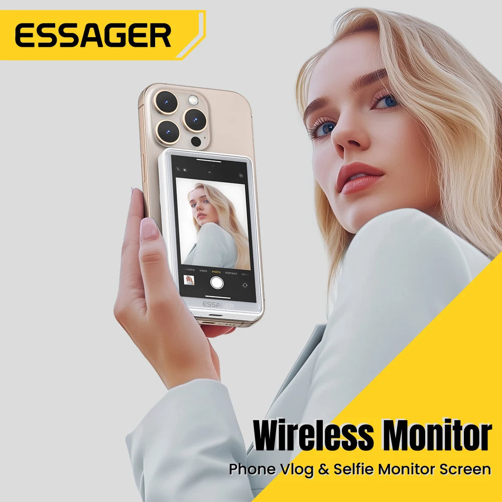 ESSAGER Magnetic Phone Selfie Monitor Screen for Smartphone Rear Camera Selfie Vlog Live Stream for iPhone Android phone
