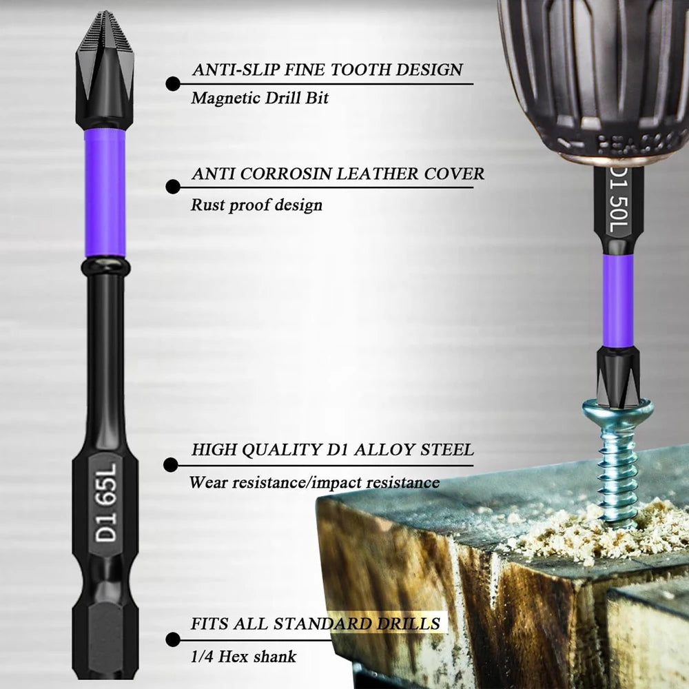 PH2 Impact Driver Bit Set 5-60PCS – Magnetic Cross Screwdriver Alloy Steel Non-Slip Drill Bits