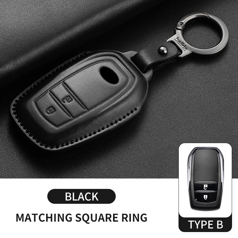 New Leather Car Remote Key Case Cover Shell For Toyota Prius Camry Corolla Avalon CHR RAV4 Land Cruiser Prado Keyless Key Fob