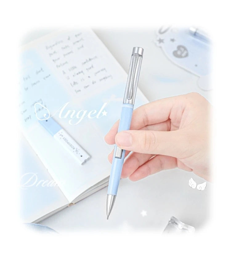 Angel Automatic Pencil Set 0.5HB Glitter Crystal Mechanical Pencil Push Button Cute Student Writing Tools Kawaii School Supplies