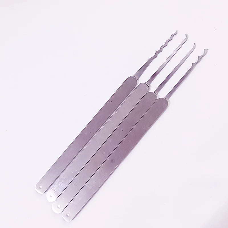 High Quality 4 PCS Hooks Stainless Steel Polished Repair Practice Tool 0.5MM 0.6MM Thickness With 6PCS Tension Locksmith Tools