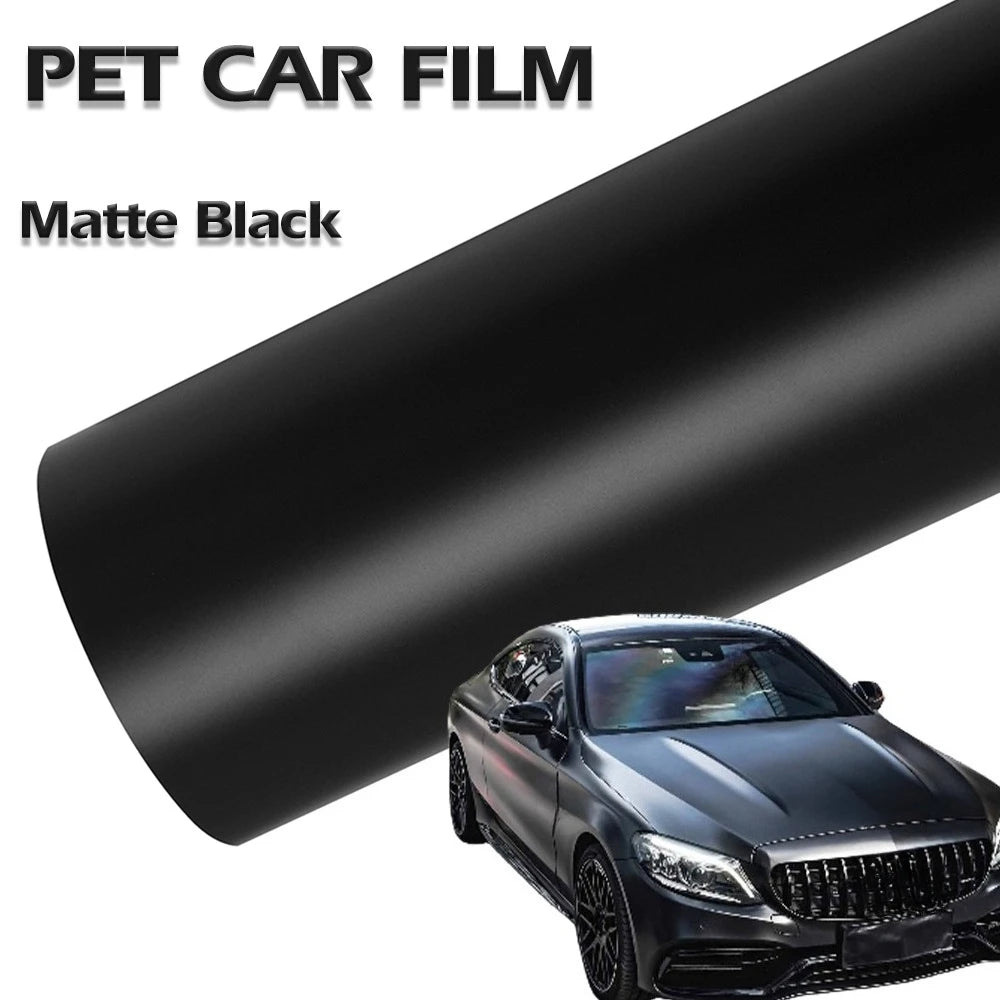 Matte Black PET Car Vinyl Wrap Waterproof Self Adhesive PVC Film Scratch Resistant Automotive Body Protective Sticker Decal