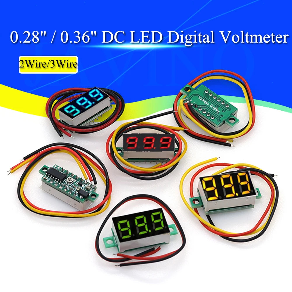 0.28 / 0.36 Inch DC LED Digital Voltmeter 0-100V Voltage Meter Auto Car Mobile Power Voltage Tester Detector 12V Red Green Blue