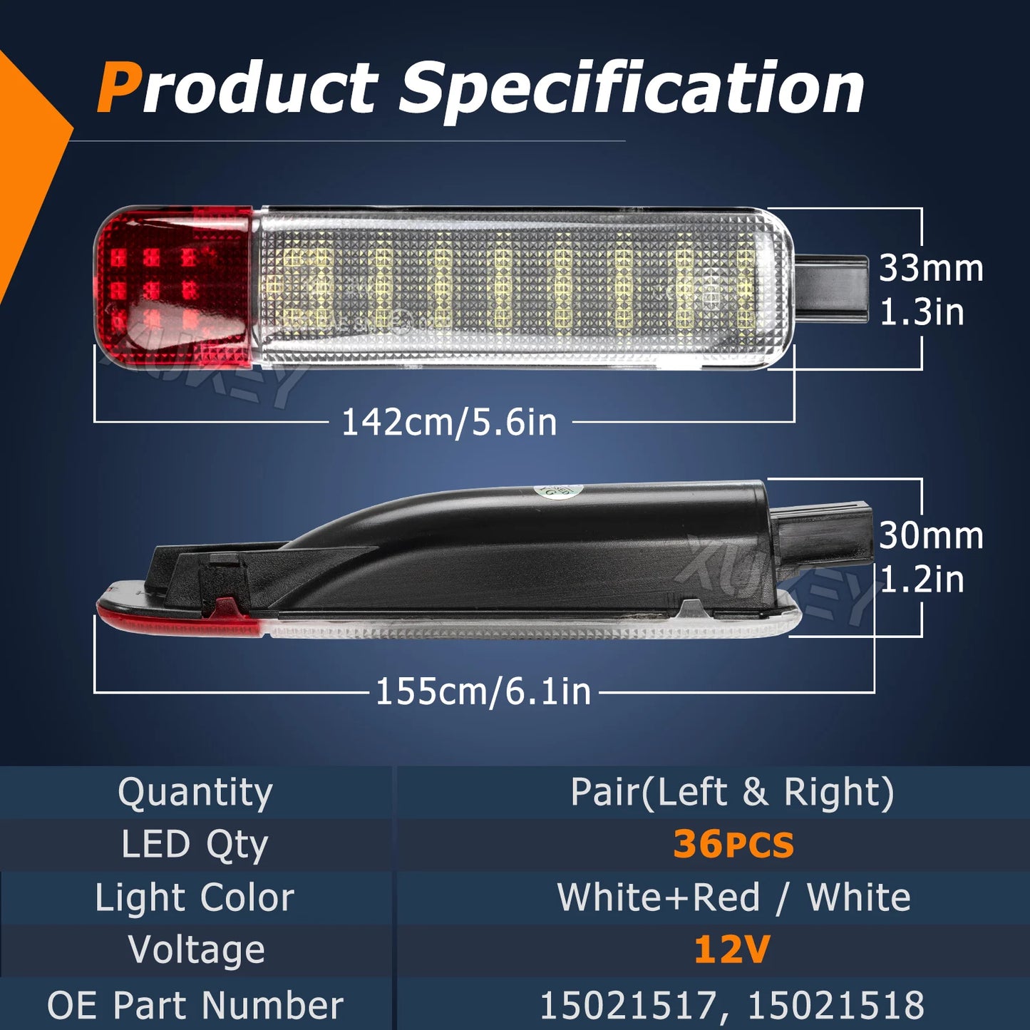 LED Door Courtesy & Warning Lights, White/Red (2-Pack) — Chevrolet Silverado 1500/2500/3500 (1997–2020)