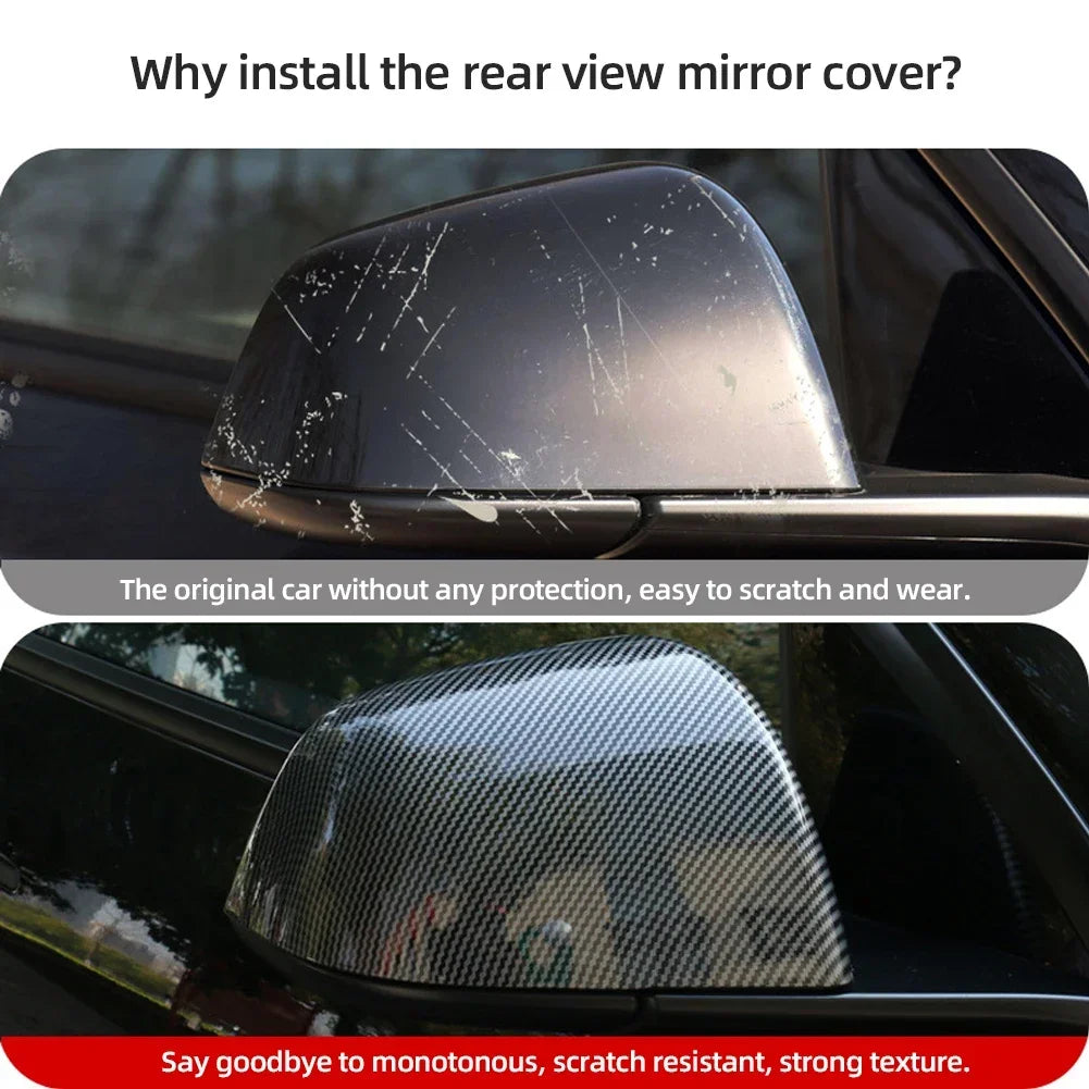 2PCS Car ABS Paste Side Door Mirror Cover For Tesla Model 3 Model Y 2021-2023 Auto Exterior Accessories Sides Rearview Cover