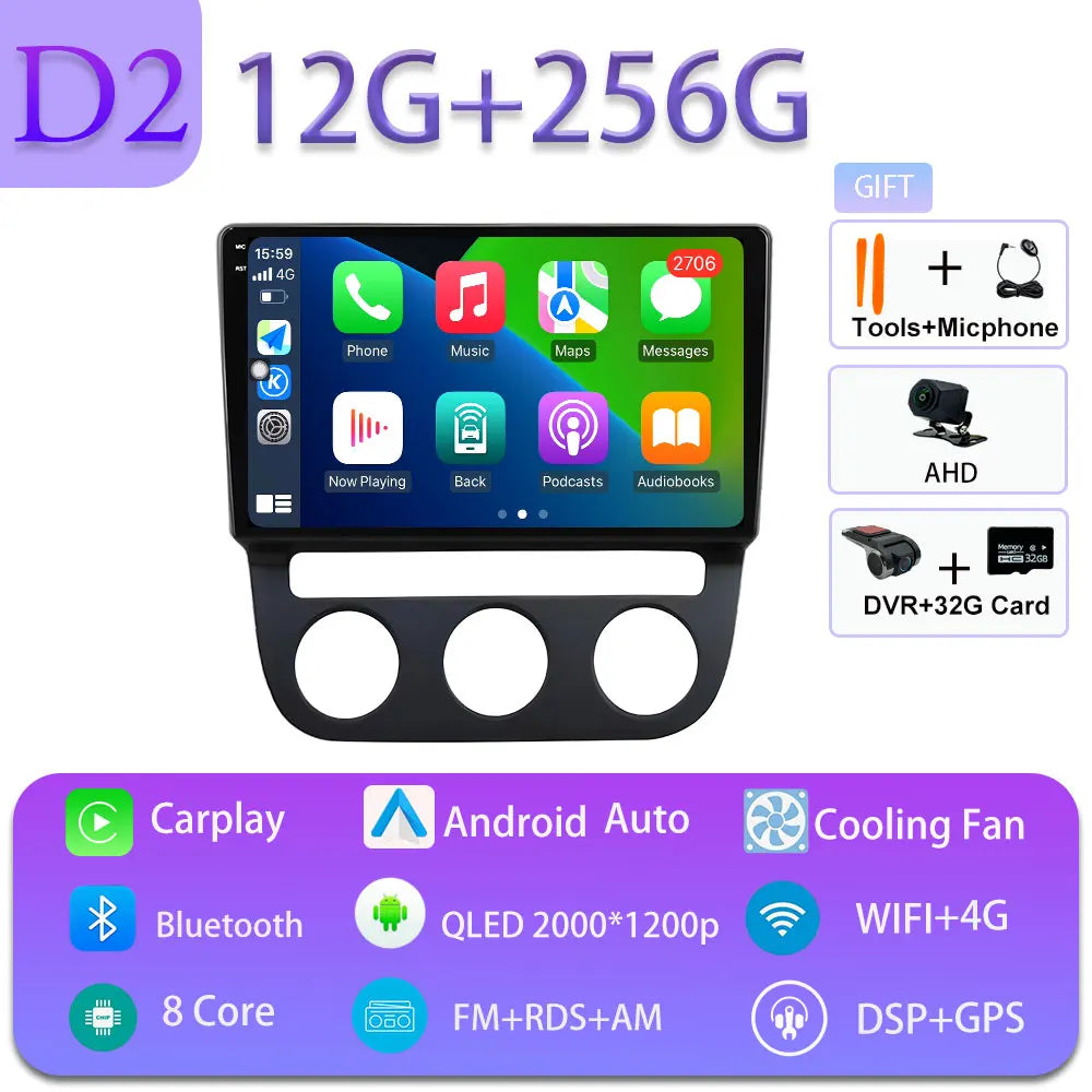 Android Car Stereo for VW Golf Mk5, Jetta GLI, Rabbit 1K (2006–2010) — CarPlay, Android Auto, GPS, 4G, WiFi