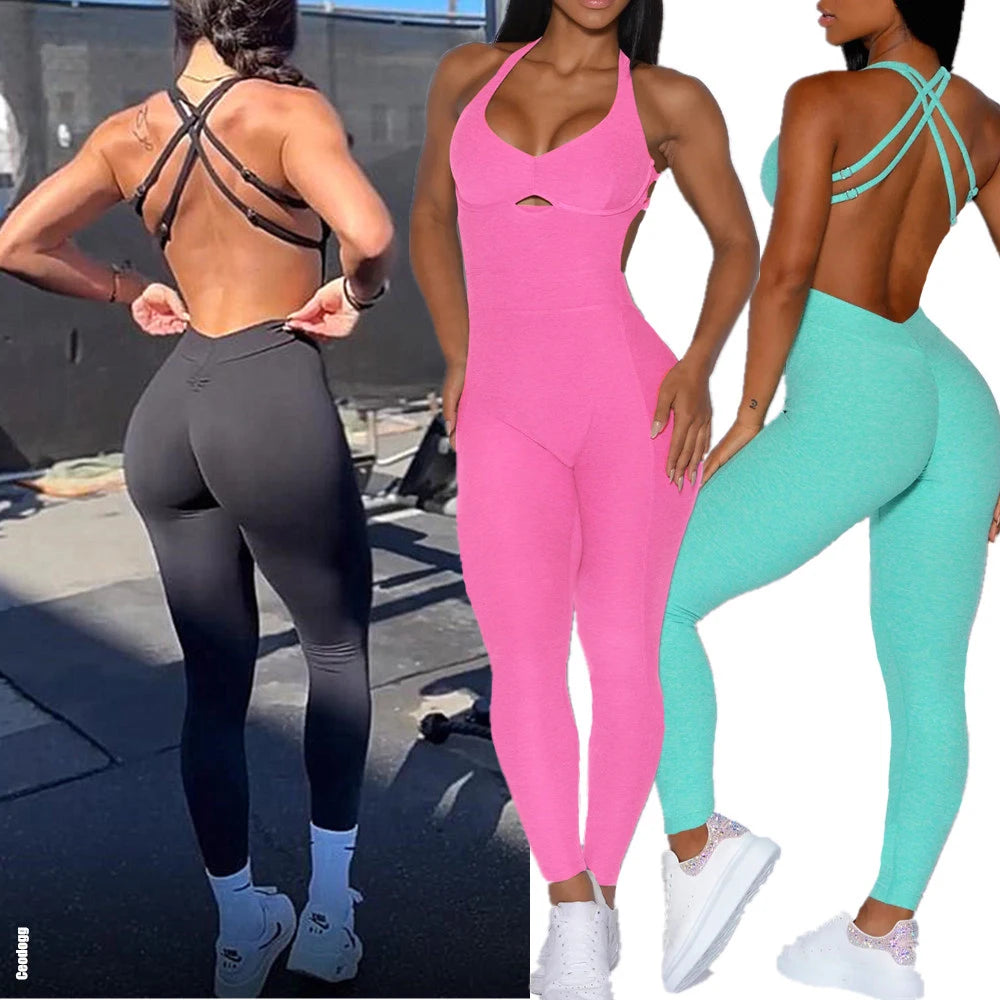 Women's Padded Yoga Set — Sports Bra & Shorts Workout Romper