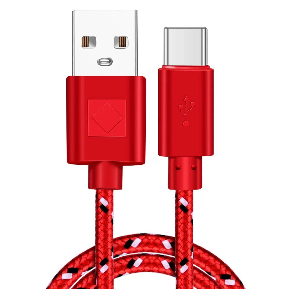 USB Type C Cable Nylon Fast Charging Data Cable for Samsung S10 S9 Note 9 Oneplus xiaomi Huawei Mobile Phone Type-c USB-C Cables