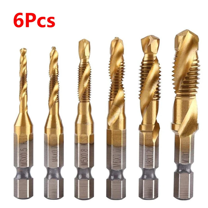 MMAlto HSS Titanium-Coated Metric Tap Set – M3 M4 M5 M6 M8 M10 | Screw Thread Machine Compound Tap | Individual & 6-Piece Sets