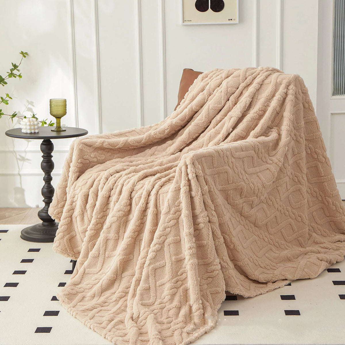 Thick Sherpa Fleece Blanket - Solid Color Winter Throw and Sofa Cover - photo 6