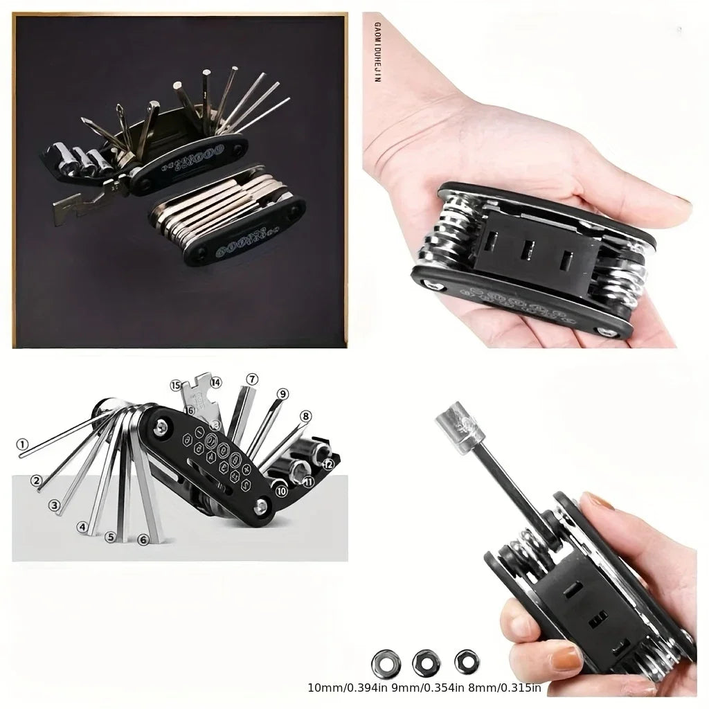 16-in-1 Socket Wrench Set Non-slip Rotating Head Durable Stainless Steel For Home Car Repair Easy Universal Tool Multifunctional