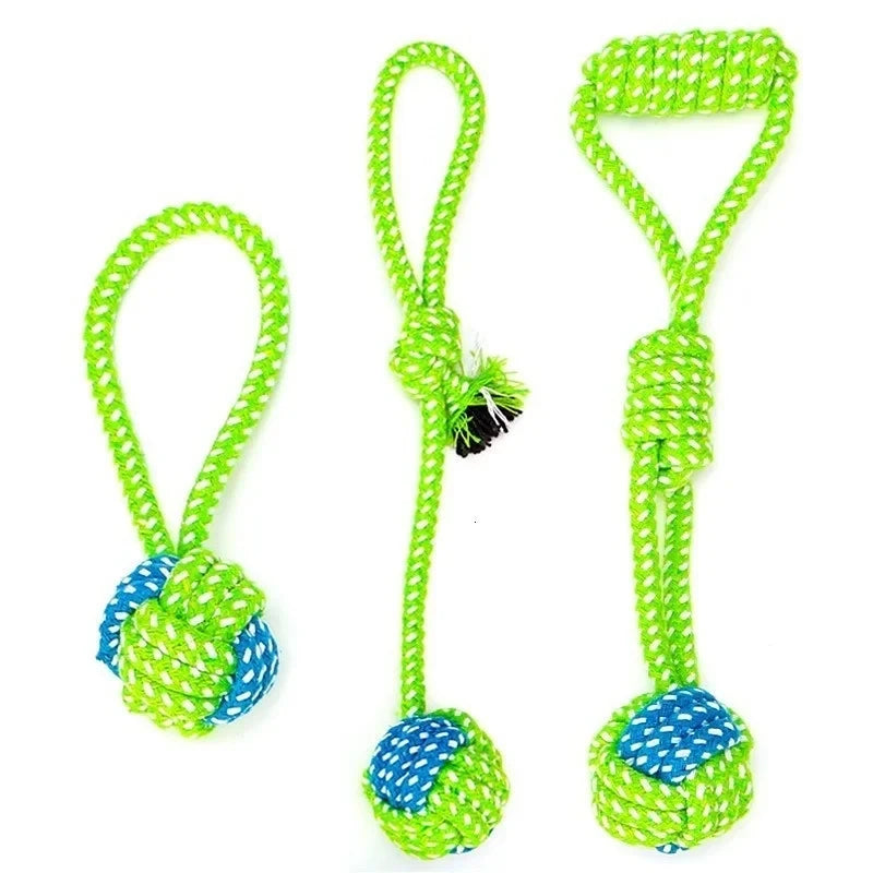 Knotted Cotton Rope Dog Toy Set - Tug & Chew Toys, 5 Styles