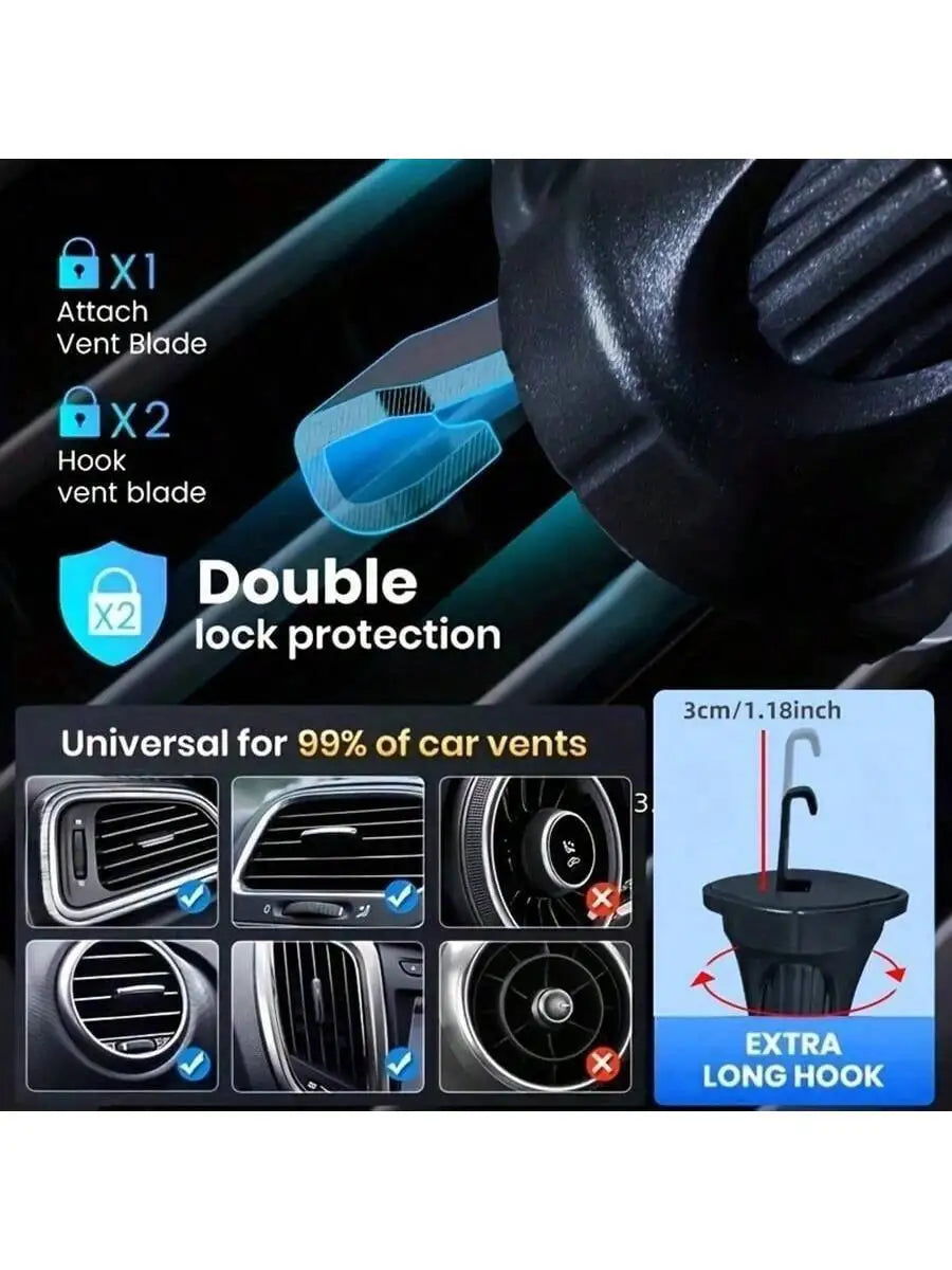 Car Phone Holder Mount, TOPK 2023 Upgrade Auto Locking Universal Phone Holder with Hook Clip for Car Air Vent for iPhone Samsung