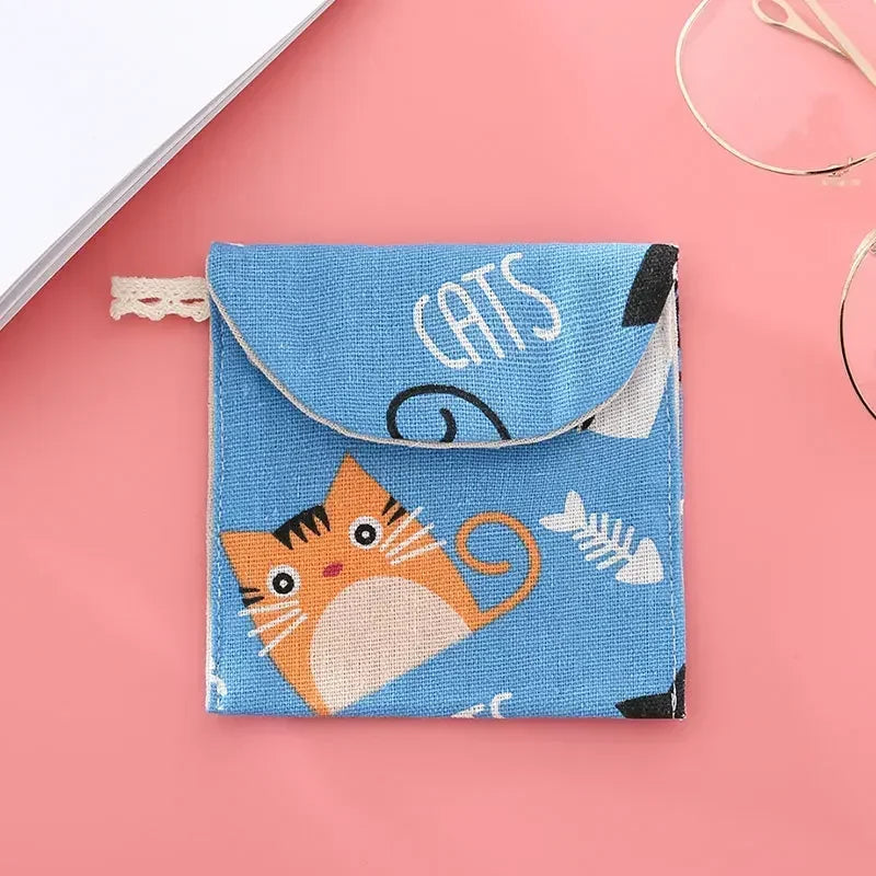 Portable Sanitary Napkin Storage Bag Women Cosmetic Organizer Girls Ladies Cute Coin Card Sanitary Pad Pouch Small Cosmetic Bag
