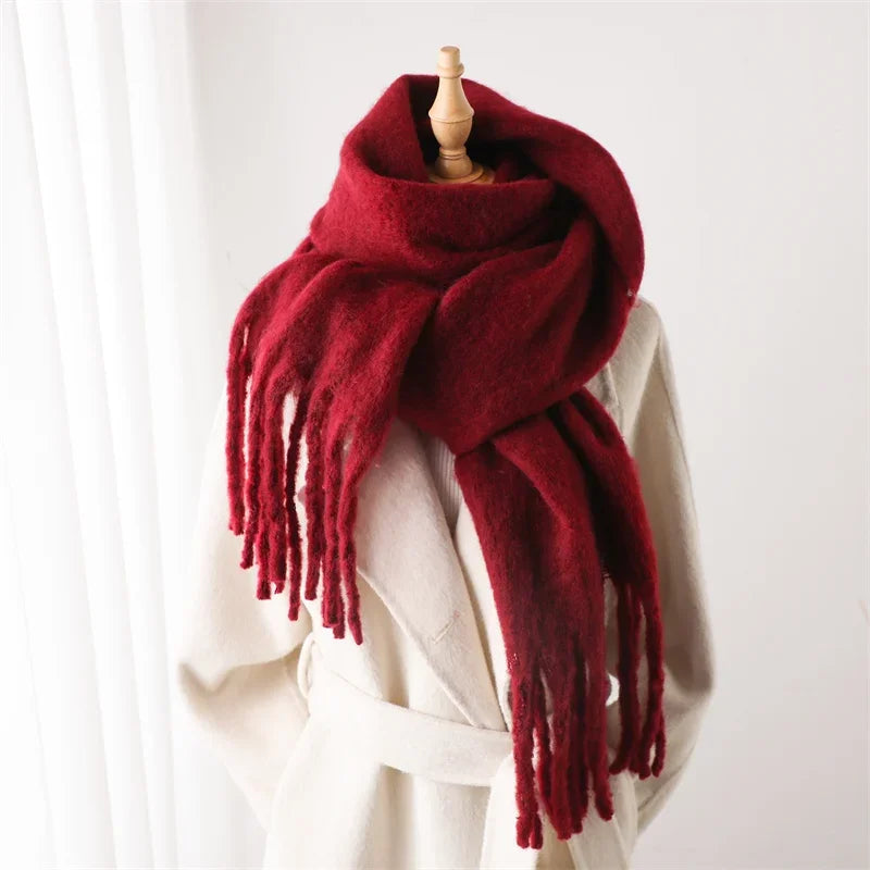 Women's Solid Tassel Blanket Shawl - Long Cashmere-Feel Poncho Wrap - photo 11