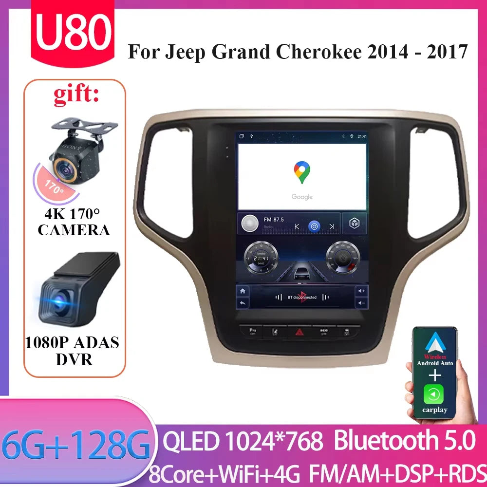 9. 7Inch For Jeep Grand Cherokee WK2 2014 - 2017 Wireless Carplay AutoRadio Car Radio Android 14 7862CPU Multimedia-player GPS