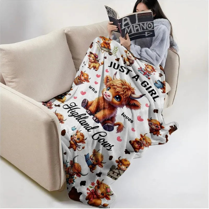 Highland Cow Flannel Throw Blanket