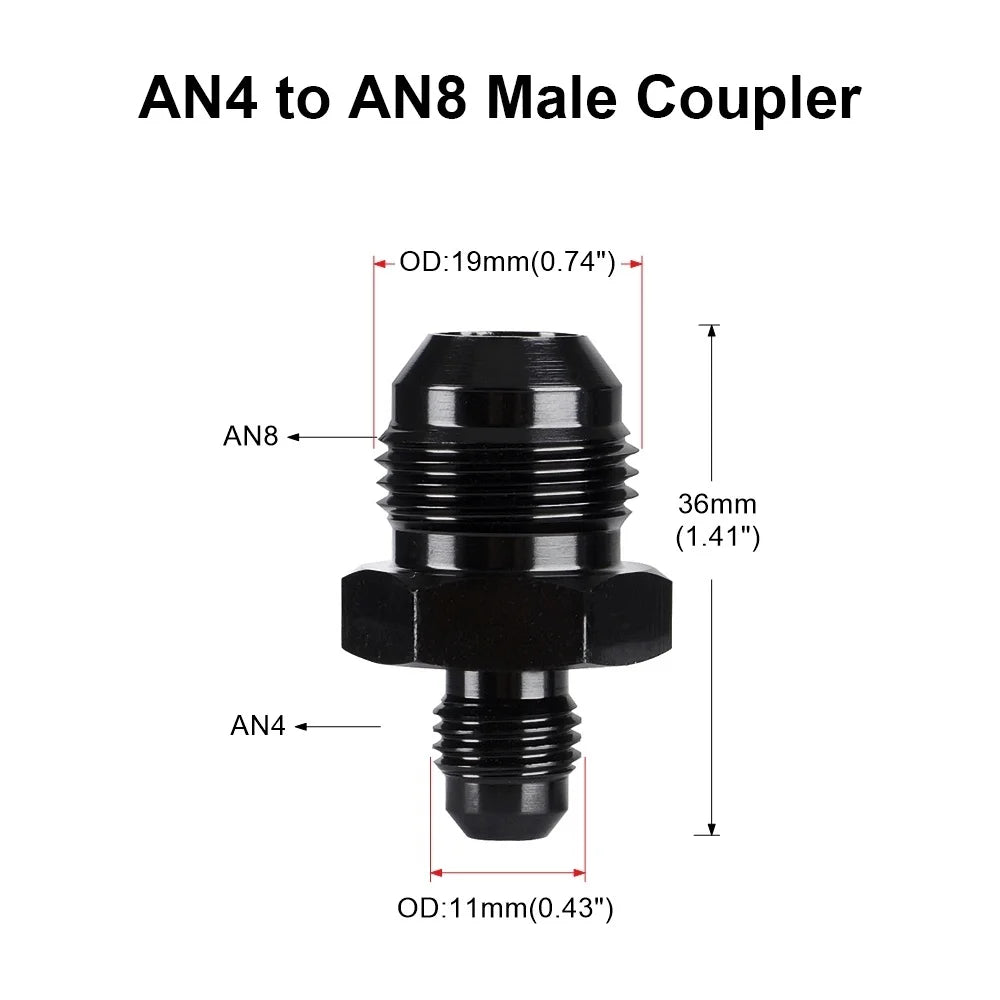 Oil Fuel Hose End Adapter an Straight AN Male To AN Male Coupler AN4 AN6 AN8 AN10 Fittings Aluminum Male Flare AN8 Fitting