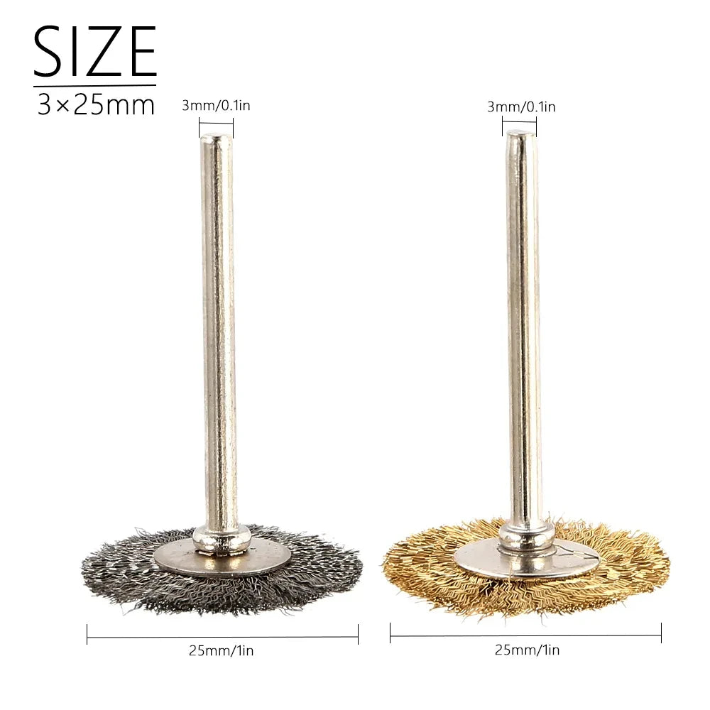 36Pcs Brass Brush Steel Wire Wheels Brushes Drill Rotary Tools Polishing Rotary Tools Metal Rust Removal Brush Set