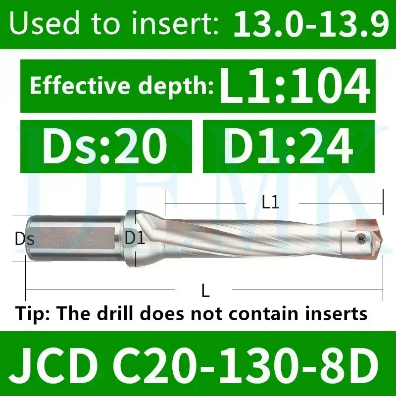 JCD Crown U-Drill Rod 10-25mm, Internal Cooling Indexable Drill