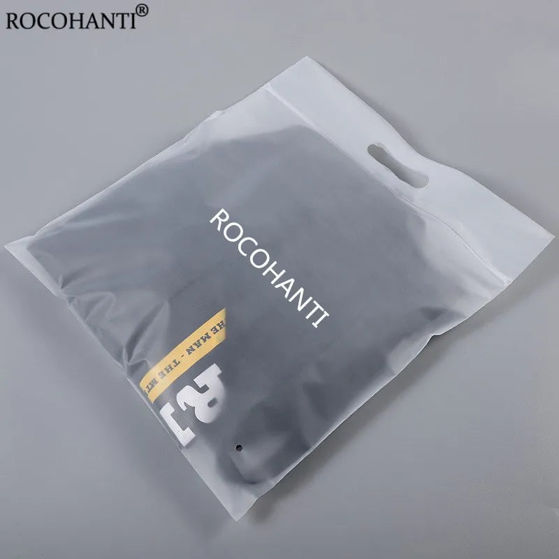 100pcs Custom Brand Logo Matte EVA Slider Frosted Tranceperent Plastic Packing Bag Self Sealing Zip Lock Clothes Bag With Handle