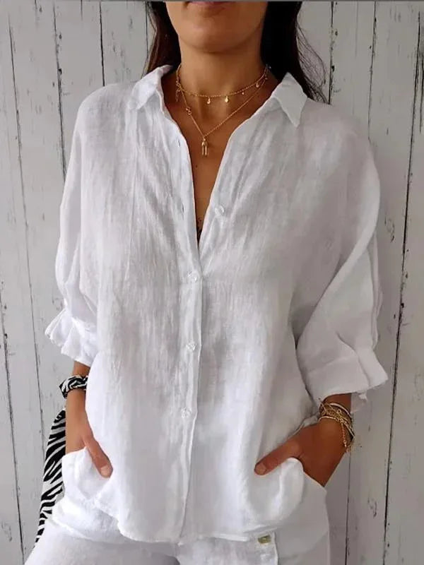 Women's Cotton-Linen T-Shirt — Loose Casual Short-Sleeve Summer Top