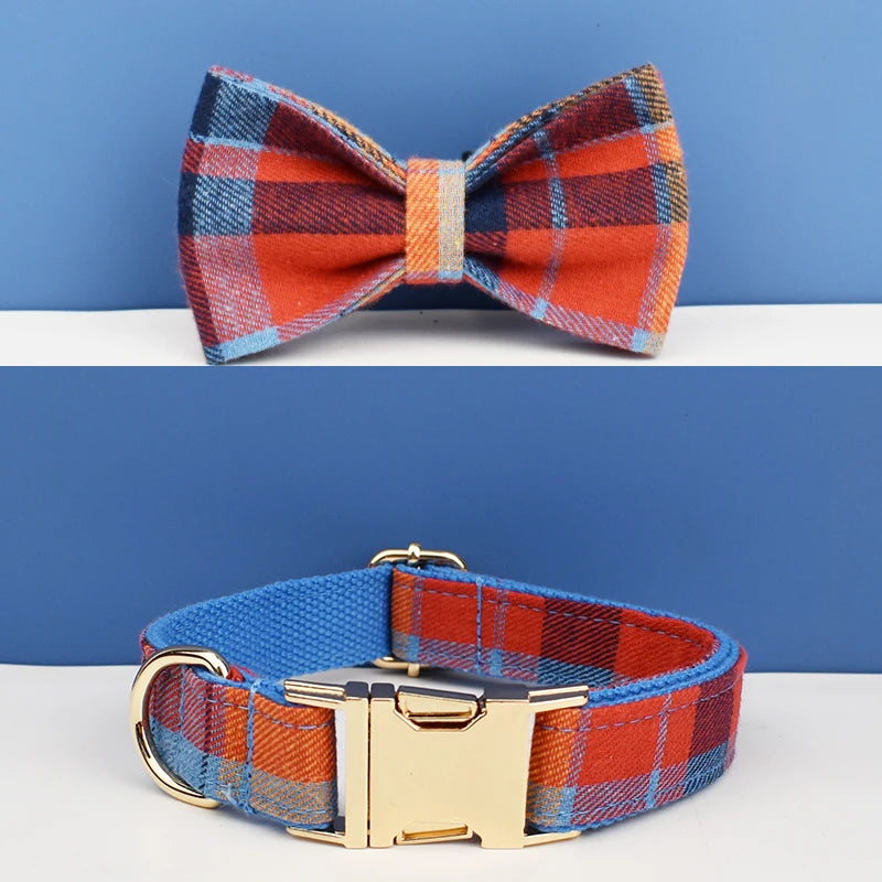 Padded Dog Collar & Leash Set - Plaid & Velvet Bow Styles, S-XL - photo 21