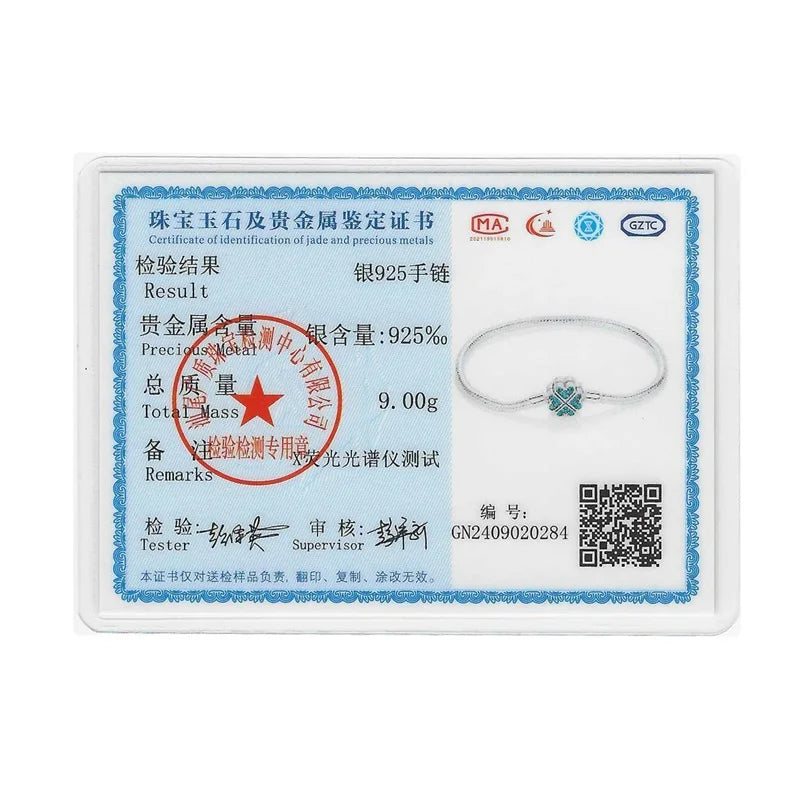 925 Sterling Silver Charm Bracelet – Star Moon Sun Four Leaf Clover Zircon | DIY Birthday Gift for Women (17-20cm)